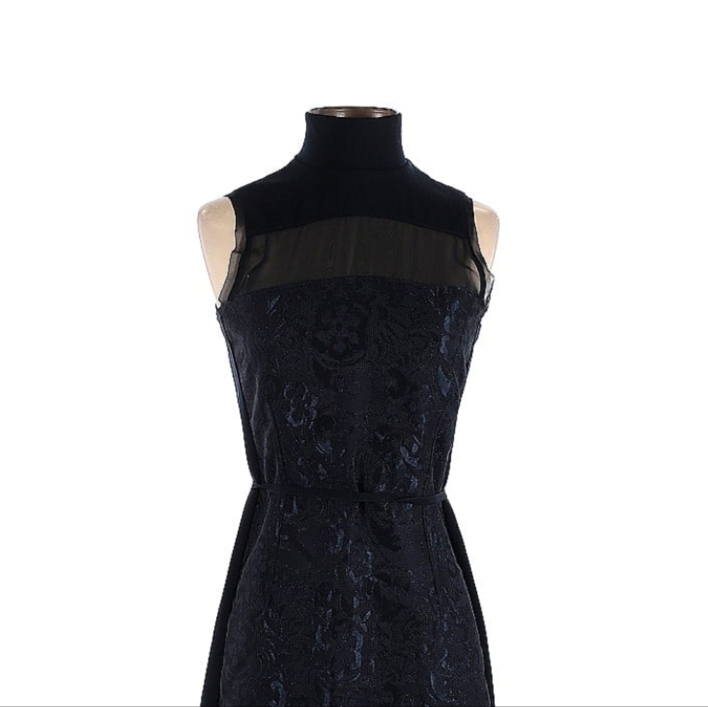 Elegant Navy Mock Turtle Neck Dress